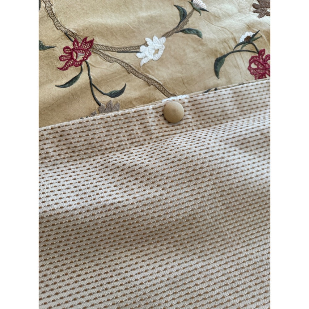 VTG Eastern Accents KING Duvet & Pillow Shams Set Silk embroidered Floral Gold - Picture 6 of 16